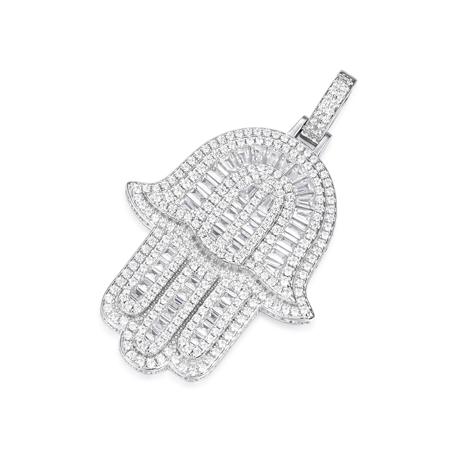 Hamsa Hand Charm Moissanite-Studded Symbol of Protection