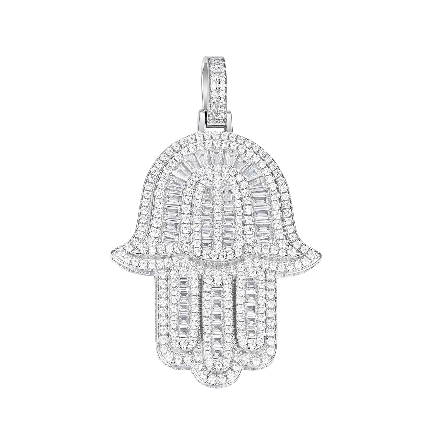 Hamsa Hand Charm Moissanite-Studded Symbol of Protection