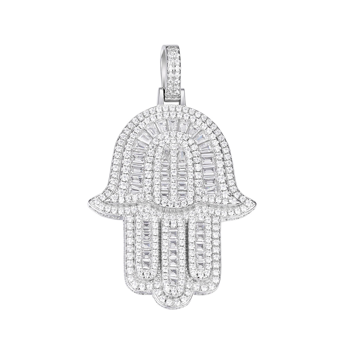 Hamsa Hand Charm Moissanite-Studded Symbol of Protection