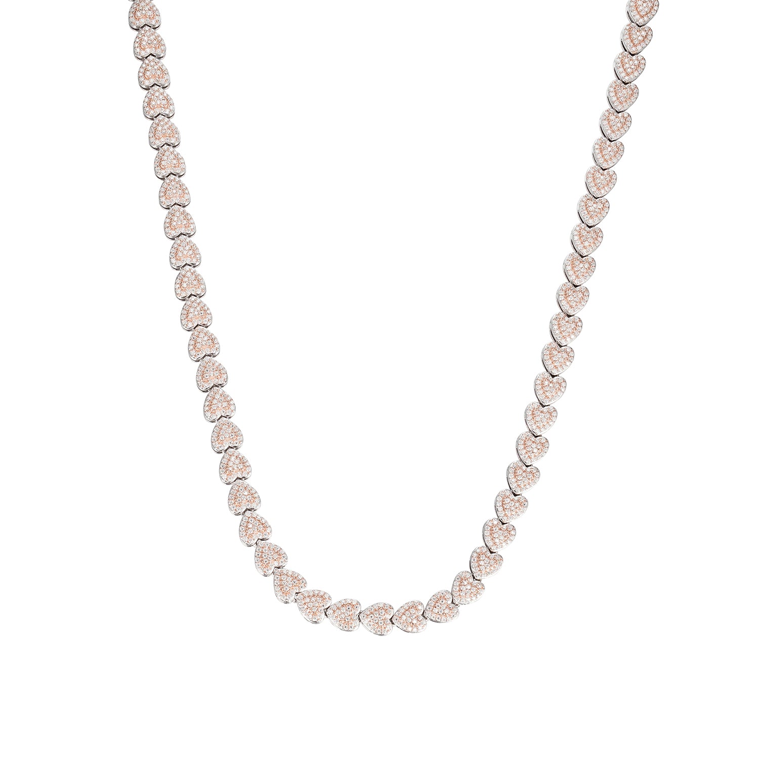 Heart Choker With Moissanite Cuban Bracelet Rose Gold