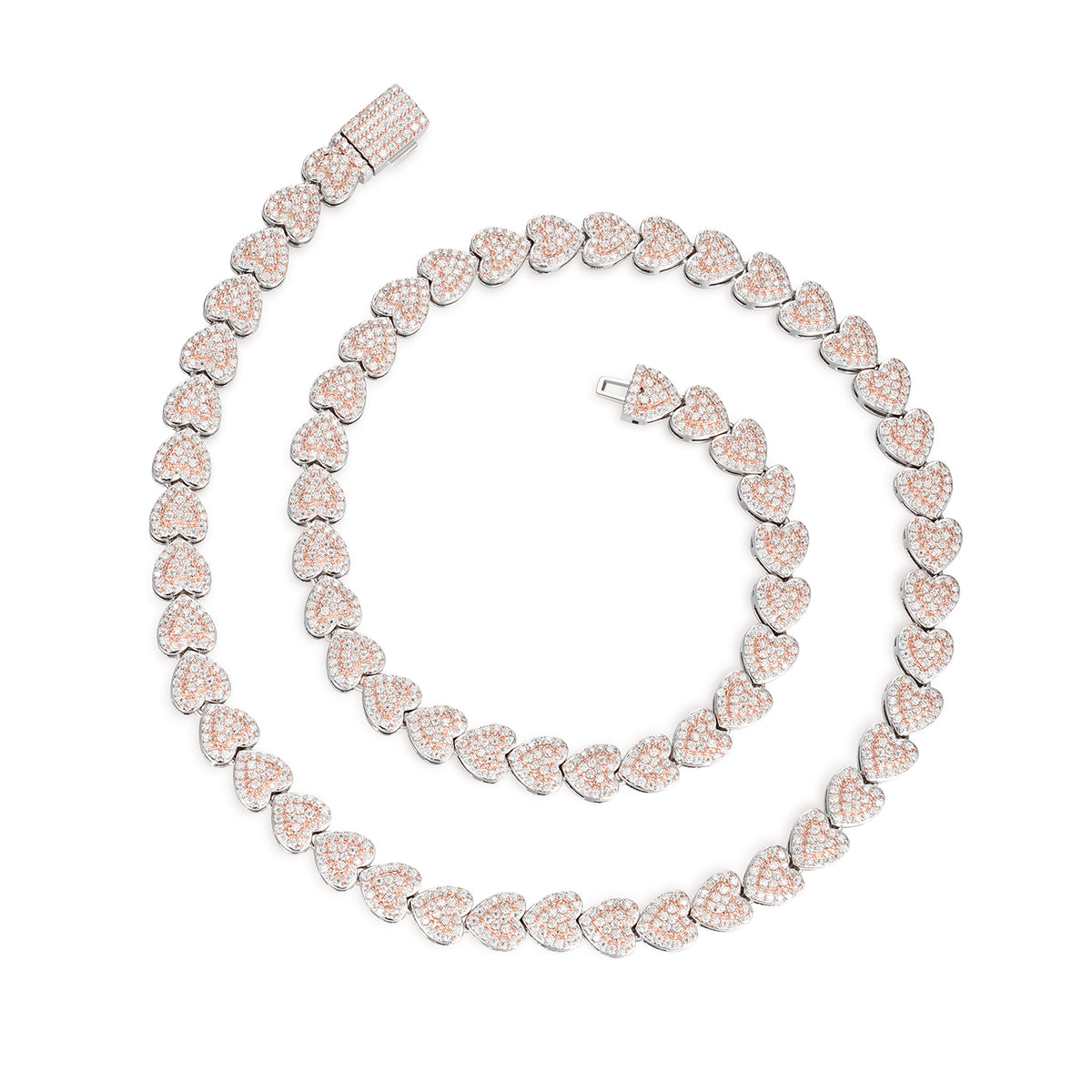 Heart Choker With Moissanite Cuban Bracelet Rose Gold