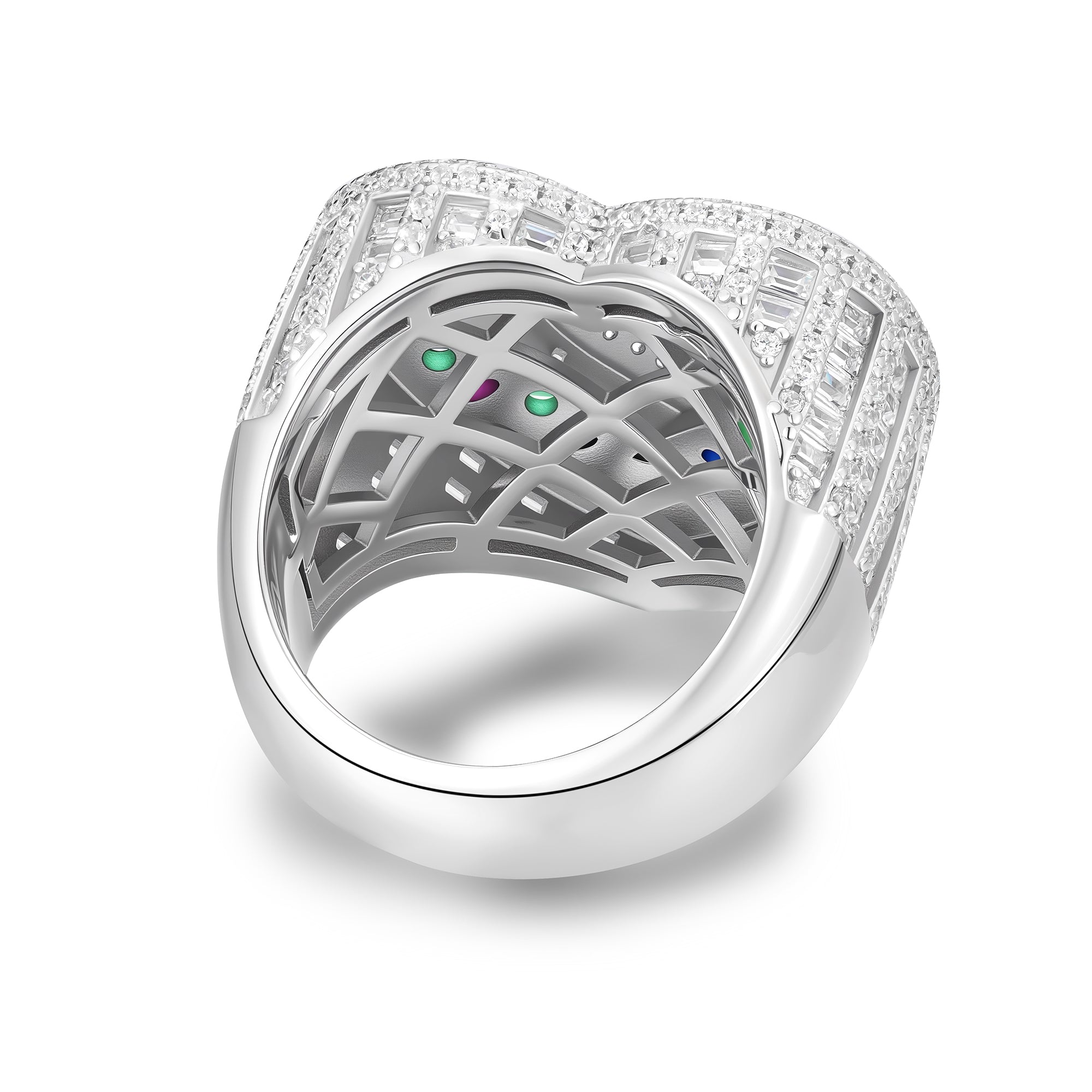 Heart Shape Multicolor Gemstone Iced Out Ring – 925 Sterling Silver Luxury Jewelry | UIU Jewelry