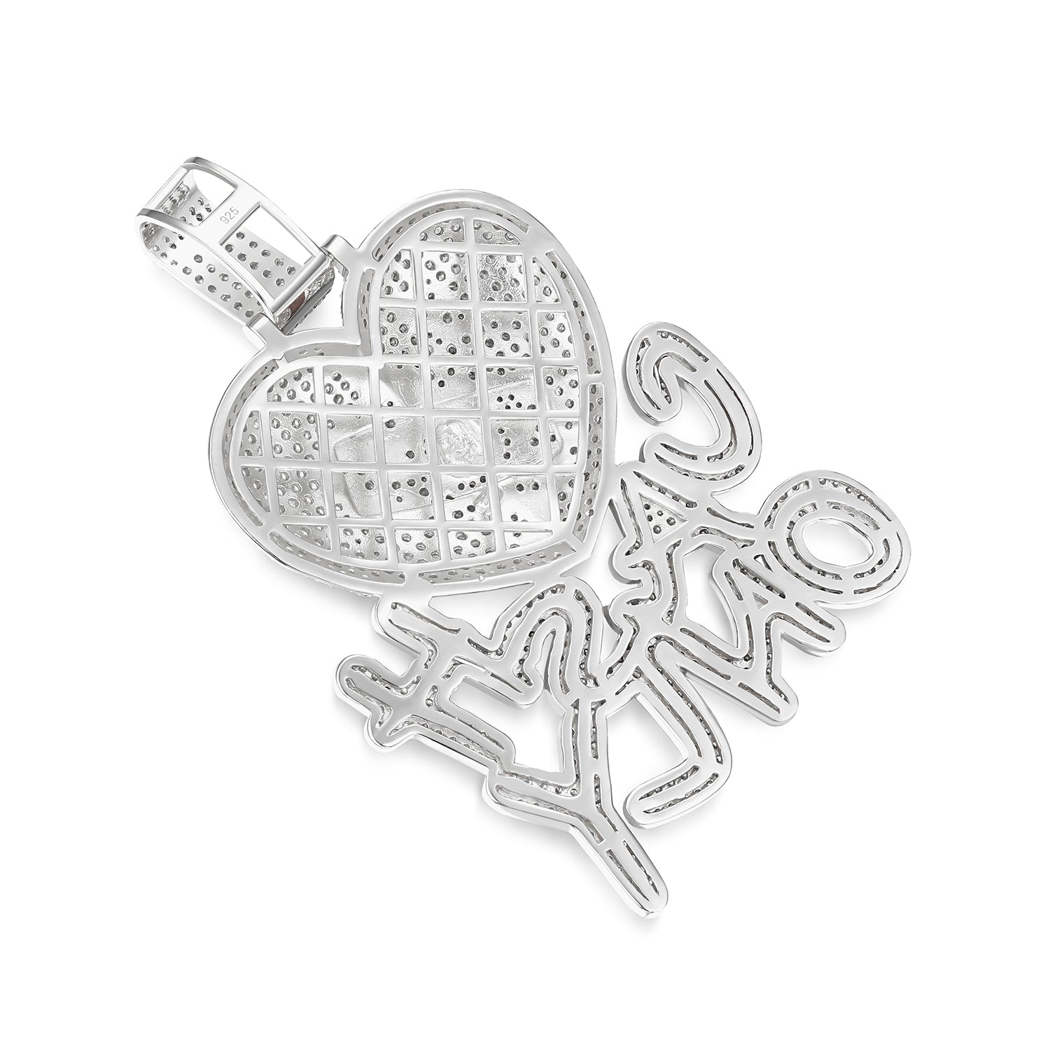 Iced-Out Broken Heart 'Cash Only' Pendant with Moissanite