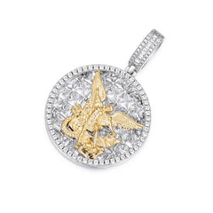 Iced-Out Round Angel Pendant Featuring Moissanite Stones