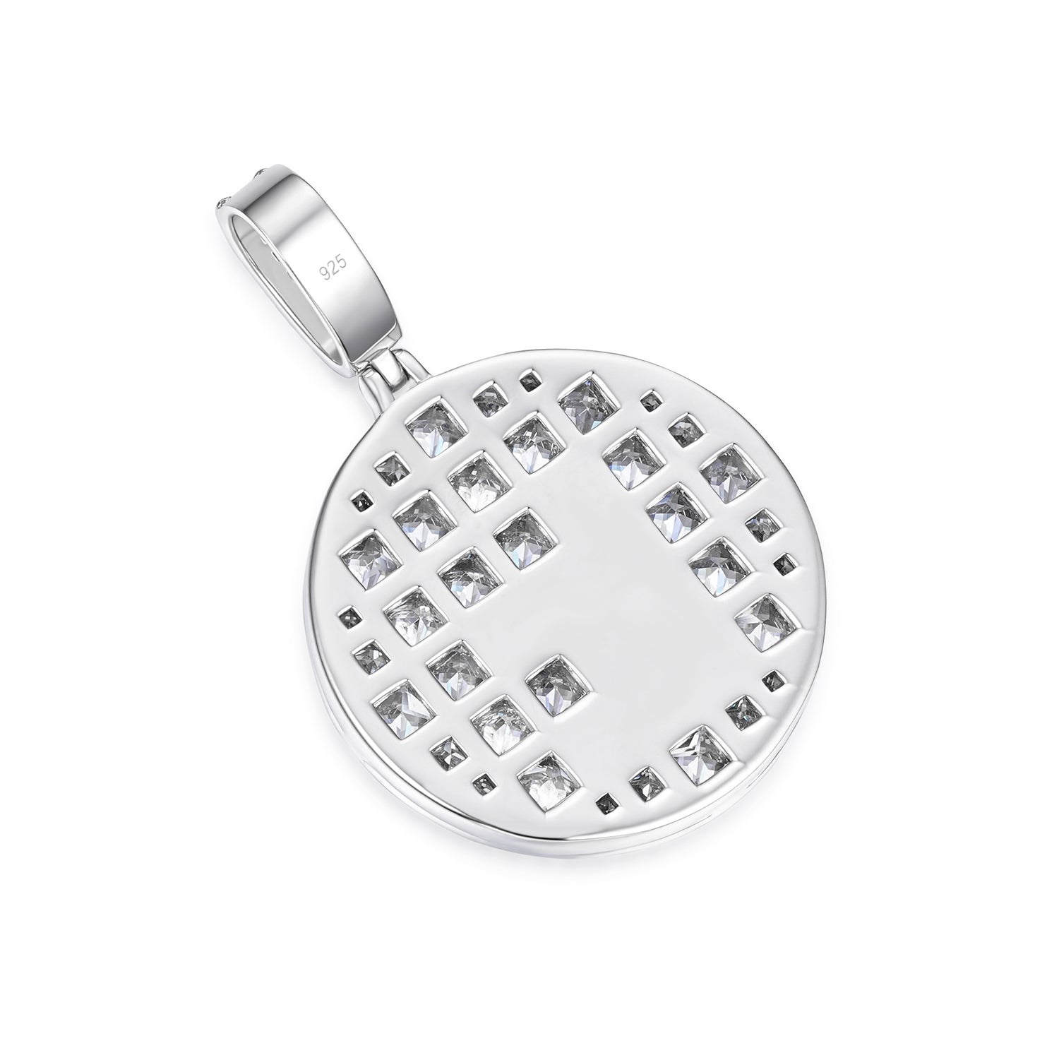 Iced-Out Round Angel Pendant Featuring Moissanite Stones