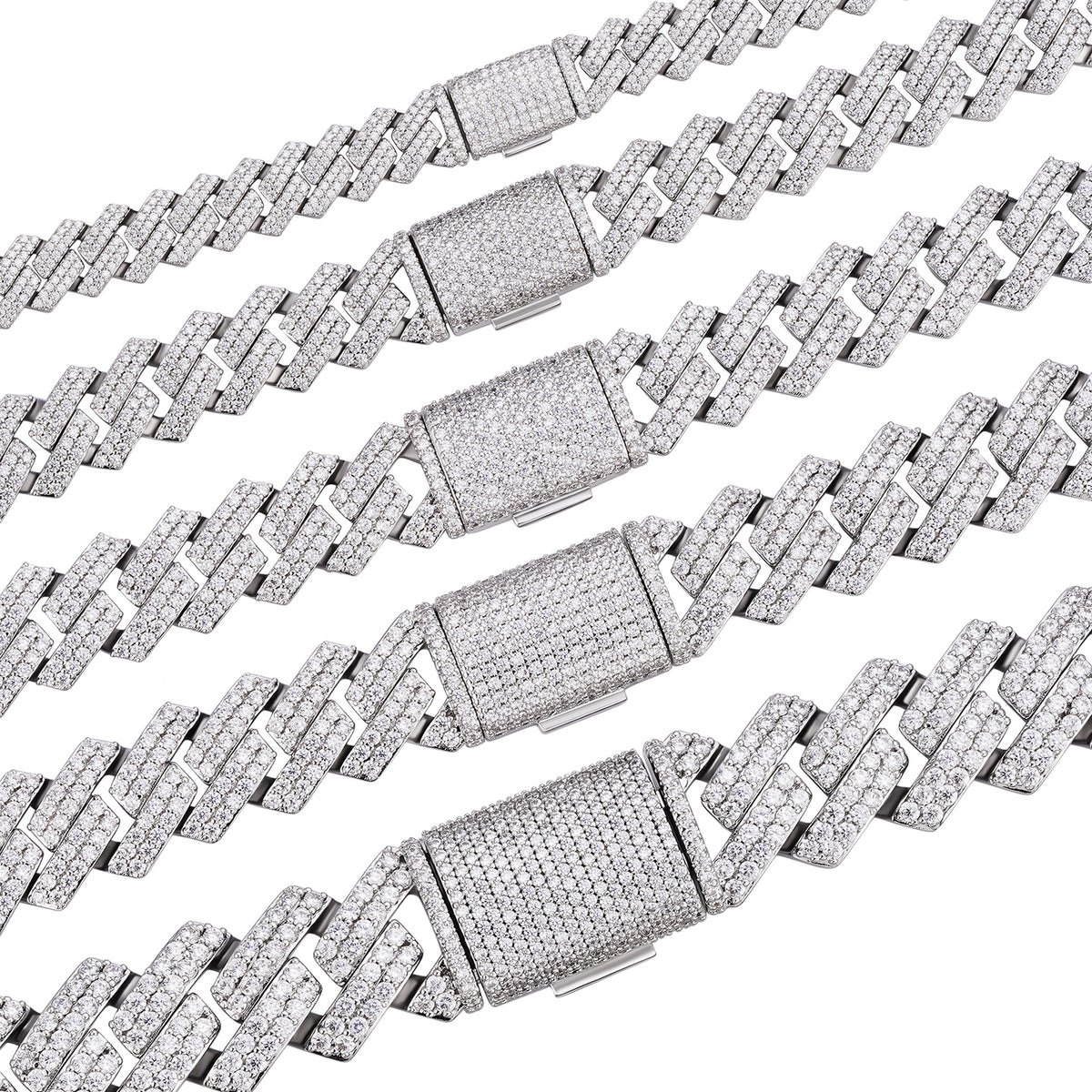 Iced 10-20mm Cuban Link Necklace with VVS Moissanite Stones
