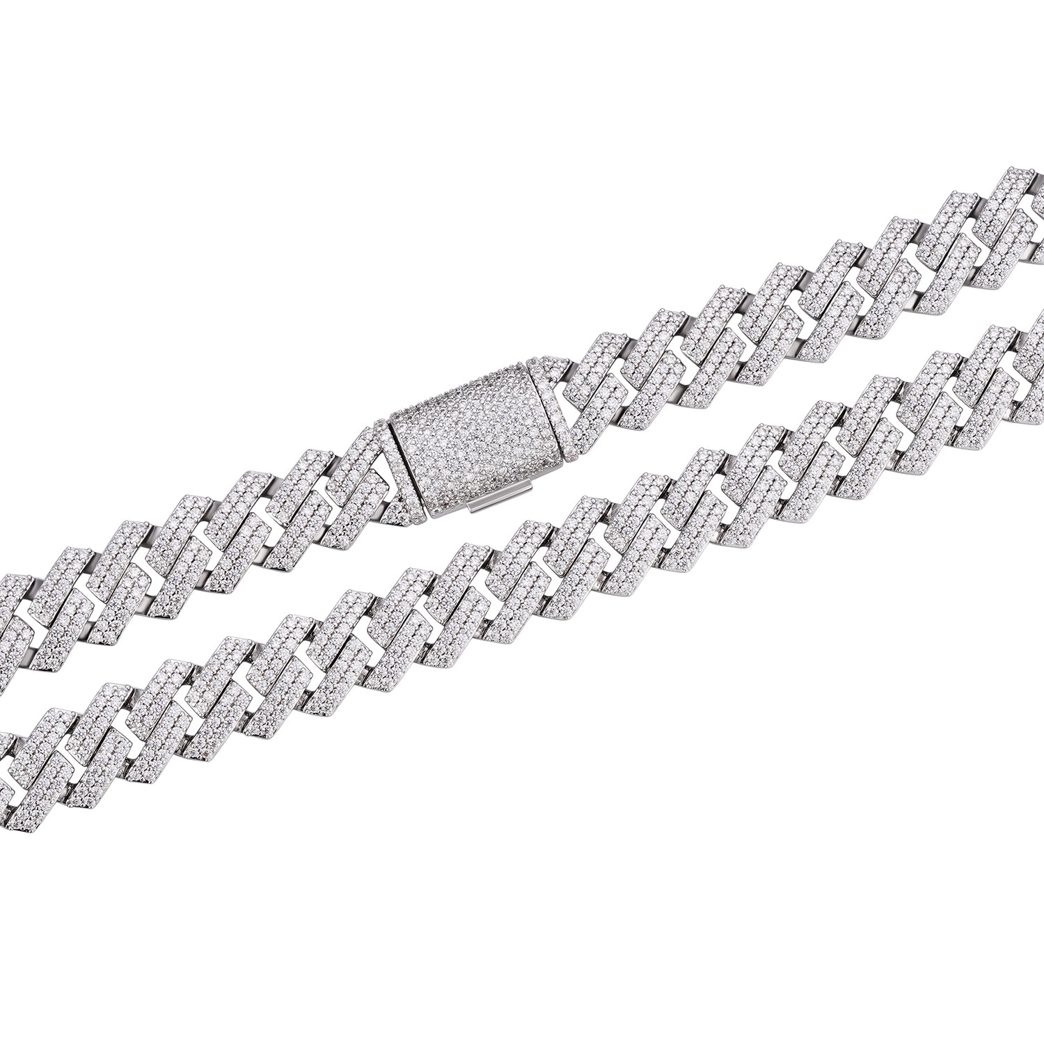 Iced 10-20mm Cuban Link Necklace with VVS Moissanite Stones