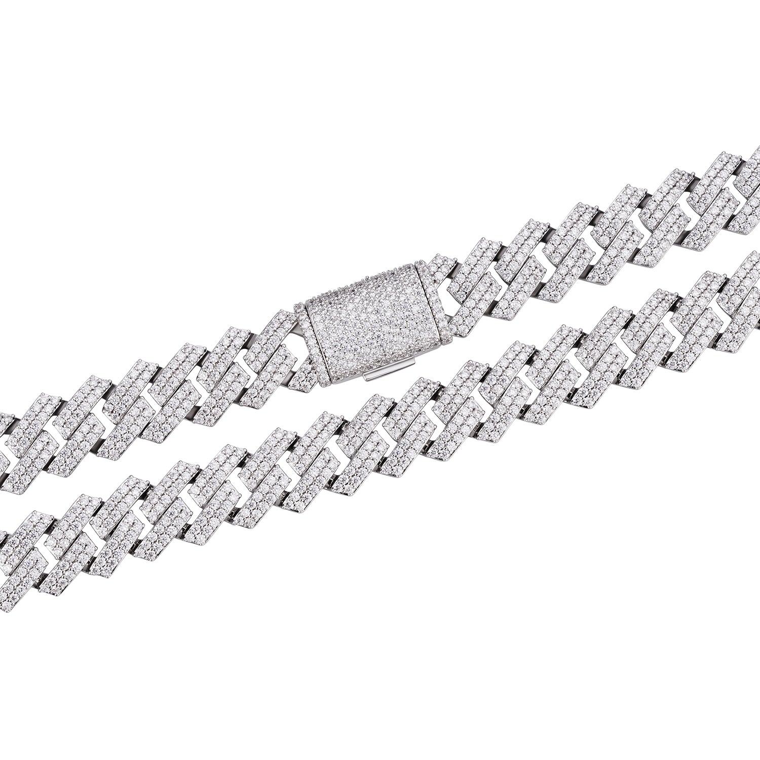 Iced 10-20mm Cuban Link Necklace with VVS Moissanite Stones