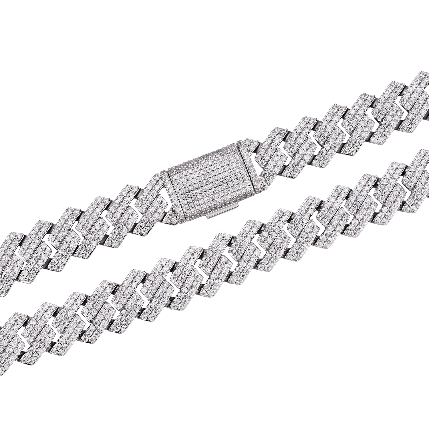 Iced 10-20mm Cuban Link Necklace with VVS Moissanite Stones