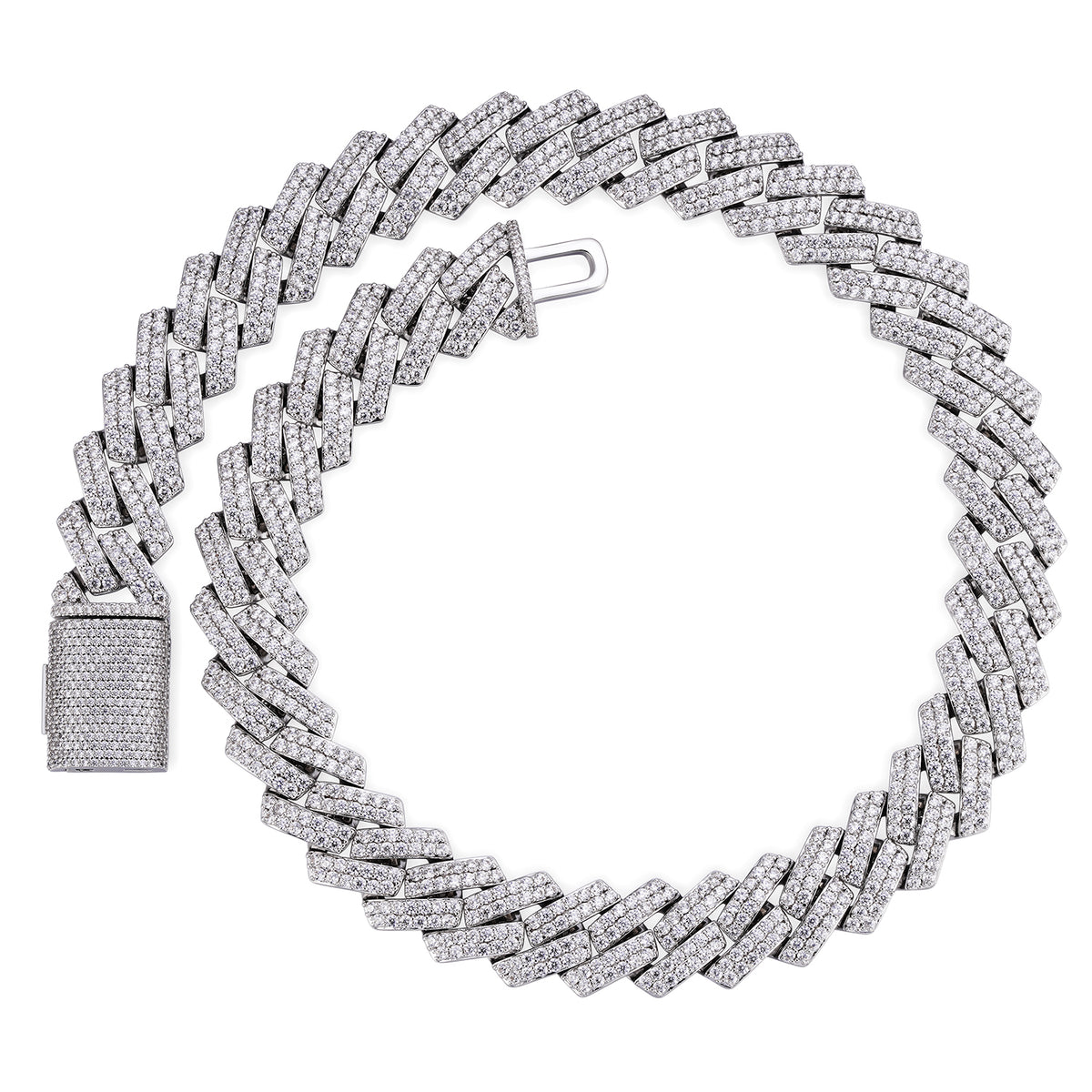 Iced 10-20mm Cuban Link Necklace with VVS Moissanite Stones