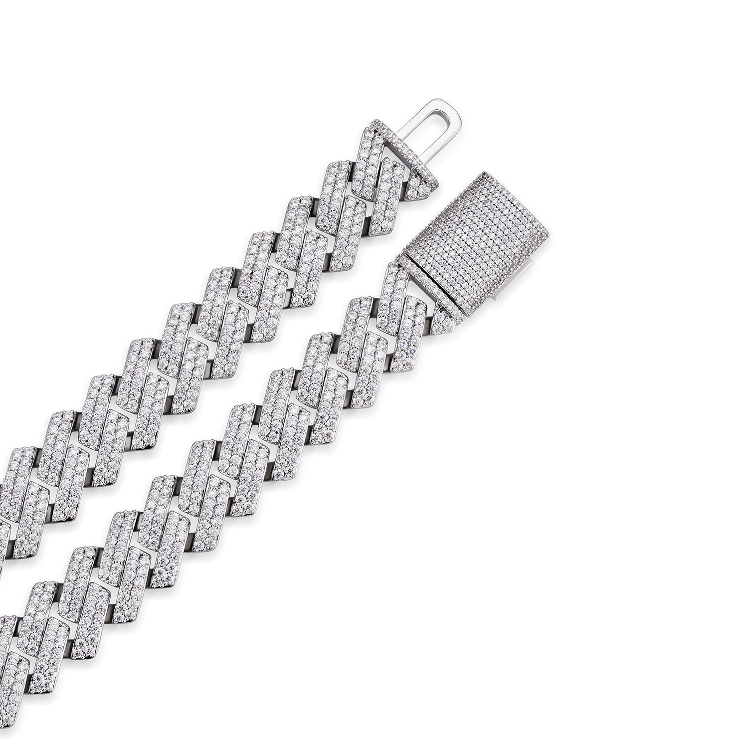 Iced 10-20mm Cuban Link Necklace with VVS Moissanite Stones