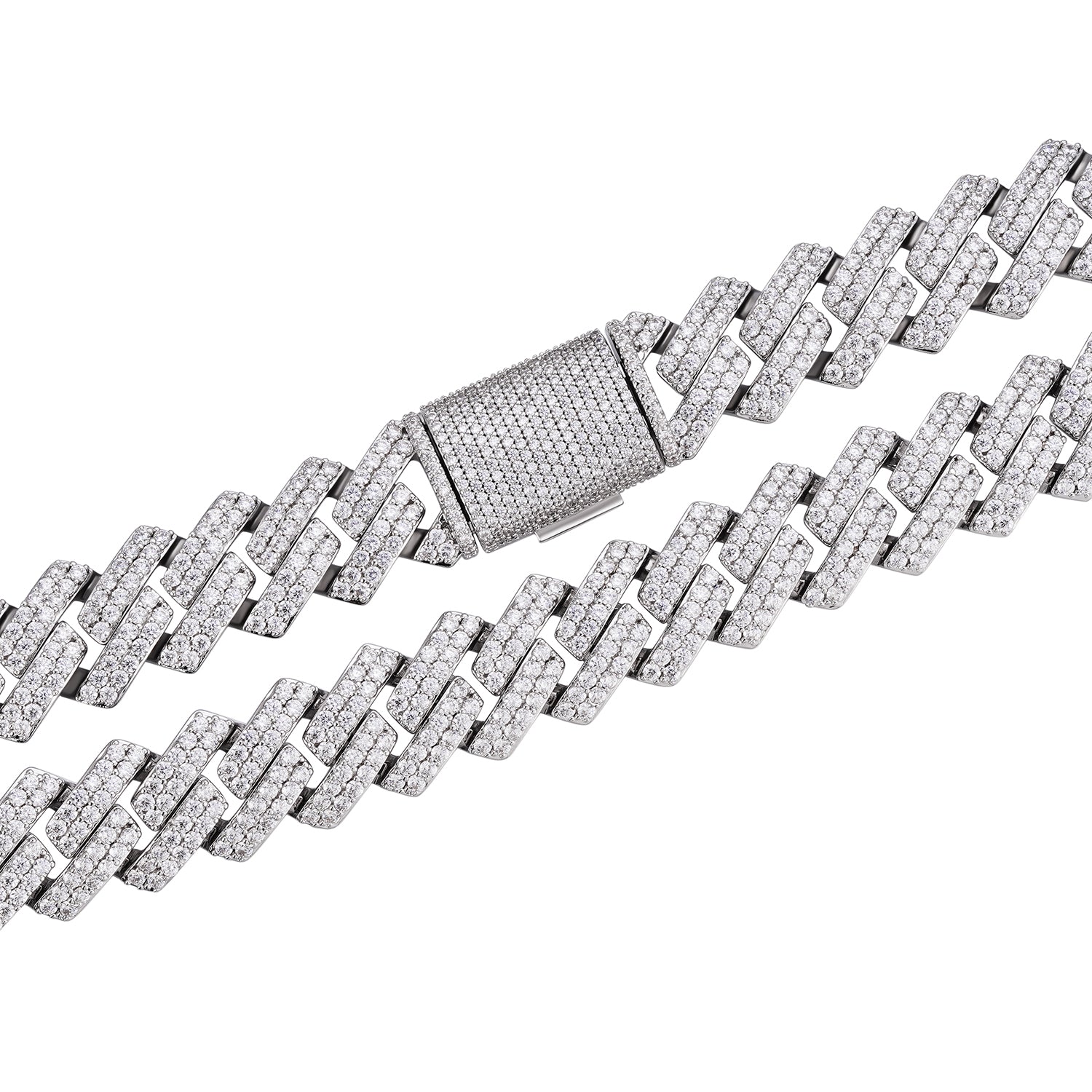 Iced 10-20mm Cuban Link Necklace with VVS Moissanite Stones