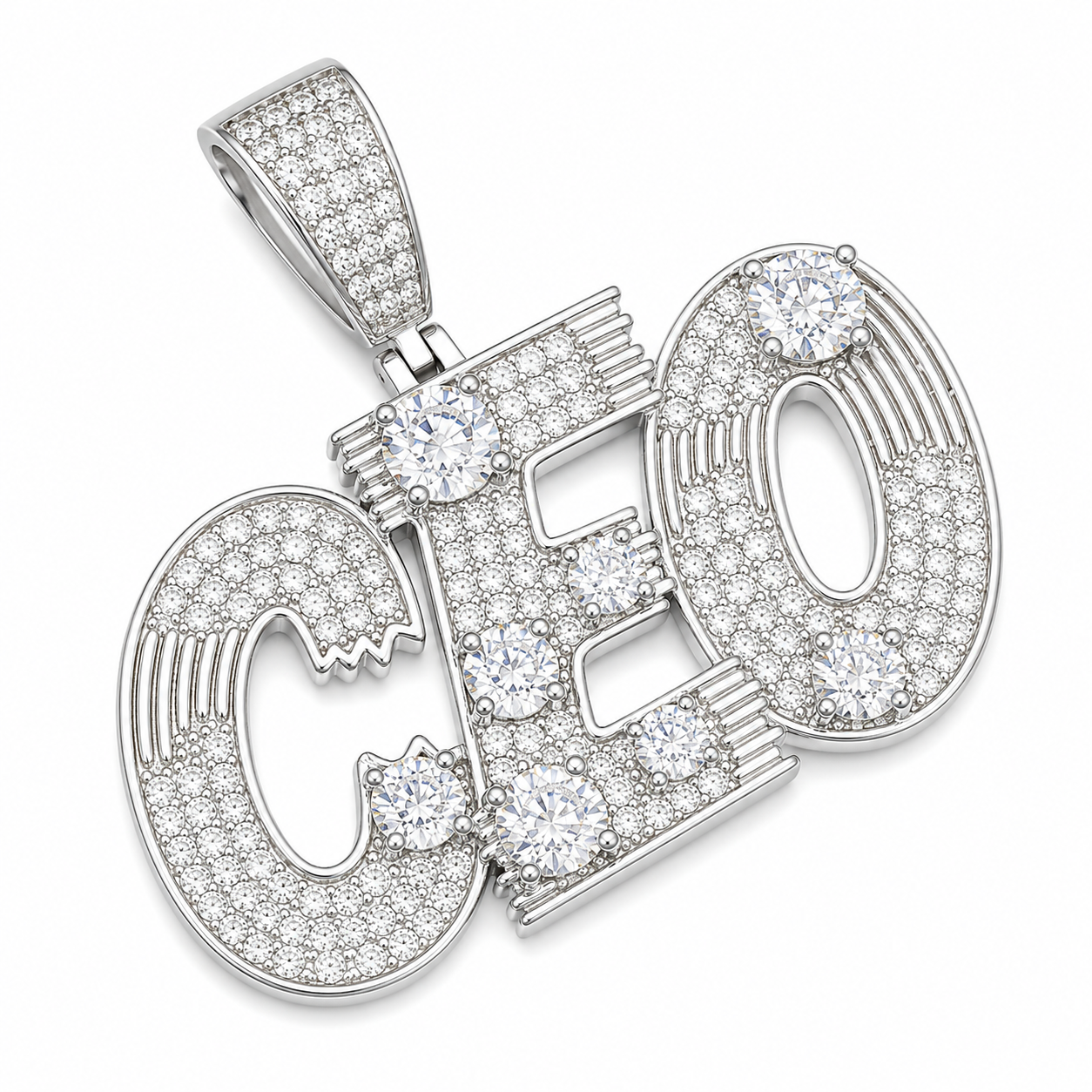 Iced Out CEO Moissanite Pendant | 14K Gold Plated Over 925 Sterling Silver