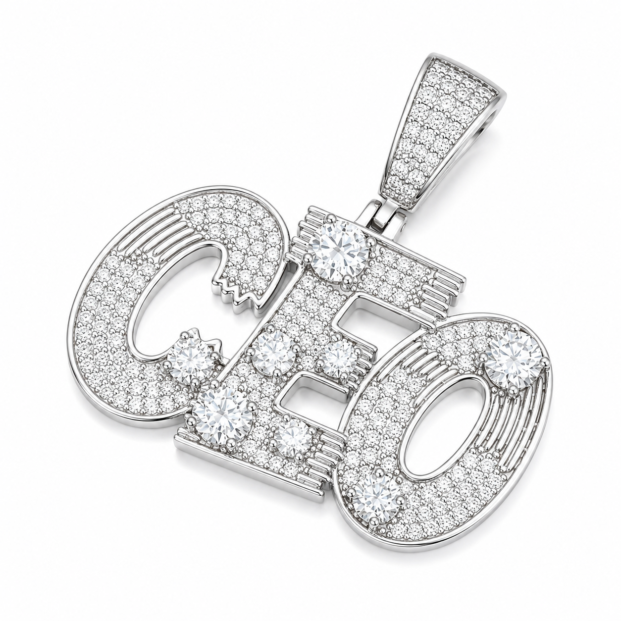 Iced Out CEO Moissanite Pendant | 14K Gold Plated Over 925 Sterling Silver