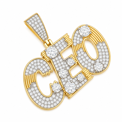 Iced Out CEO Moissanite Pendant | 14K Gold Plated Over 925 Sterling Silver