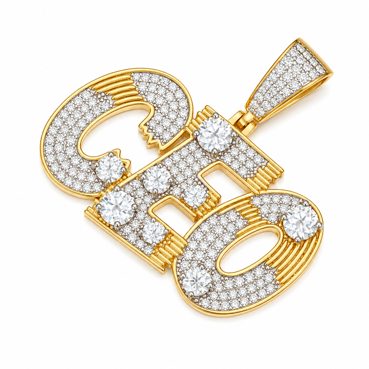 Iced Out CEO Moissanite Pendant | 14K Gold Plated Over 925 Sterling Silver