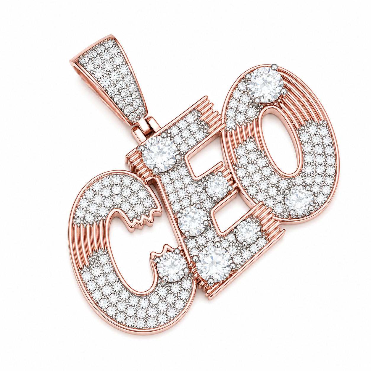Iced Out CEO Moissanite Pendant | 14K Gold Plated Over 925 Sterling Silver