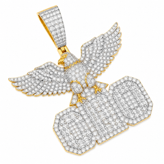 Iced Out Eagle CEO Moissanite Pendant | 14K Gold Plated Over 925 Sterling Silver