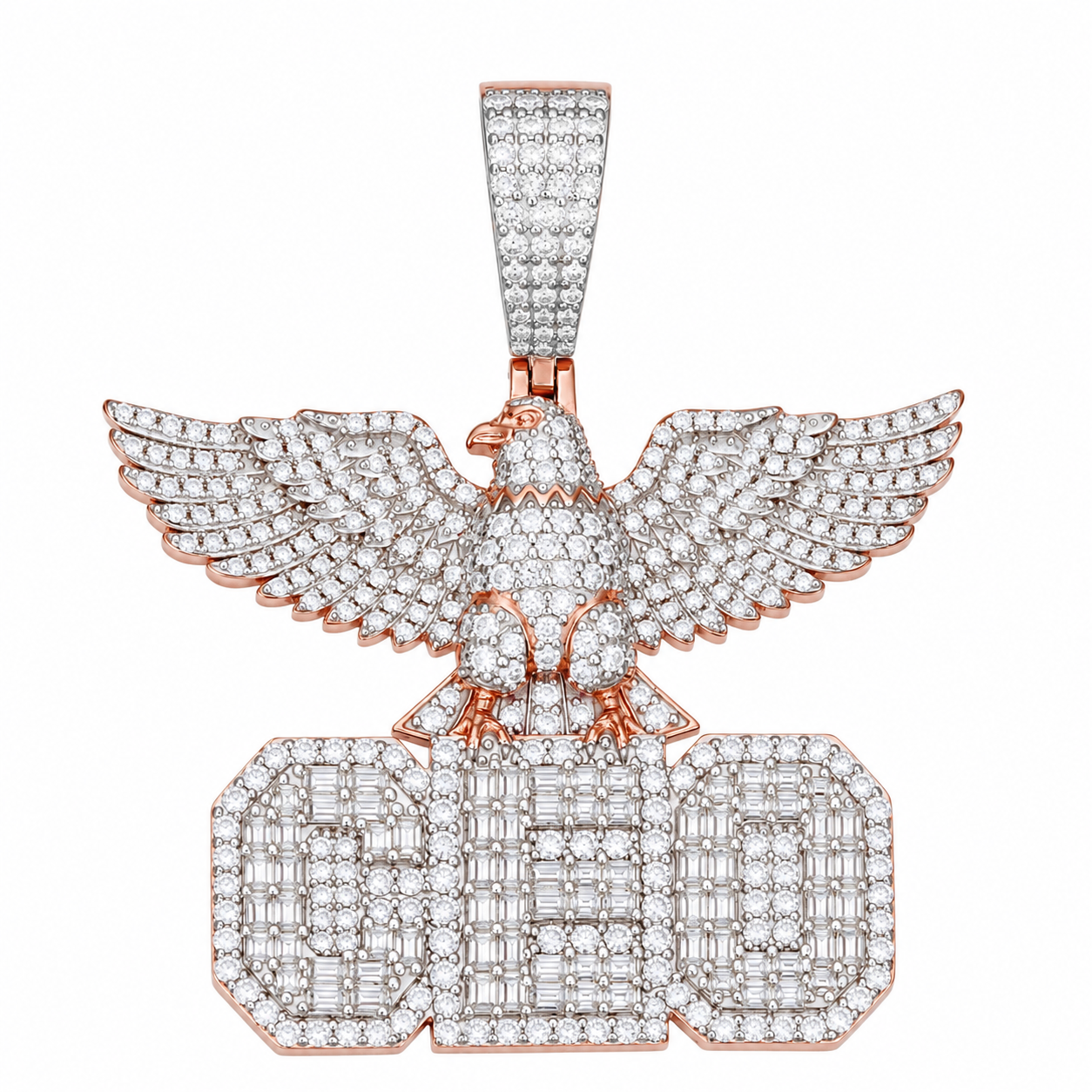 Iced Out Eagle CEO Moissanite Pendant | 14K Gold Plated Over 925 Sterling Silver