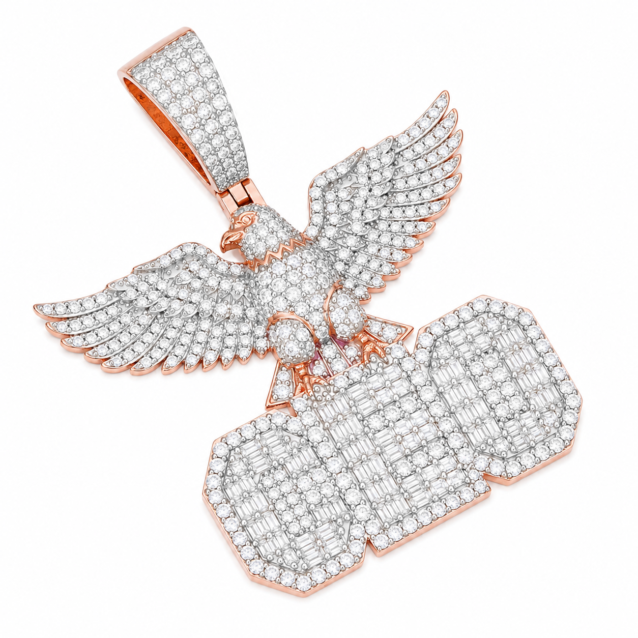 Iced Out Eagle CEO Moissanite Pendant | 14K Gold Plated Over 925 Sterling Silver