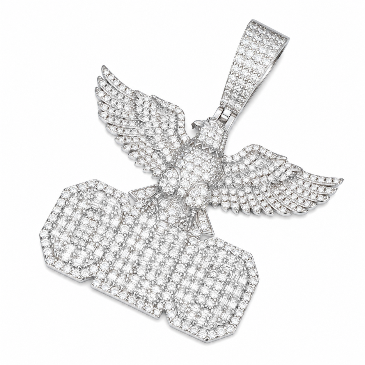 Iced Out Eagle CEO Moissanite Pendant | 14K Gold Plated Over 925 Sterling Silver