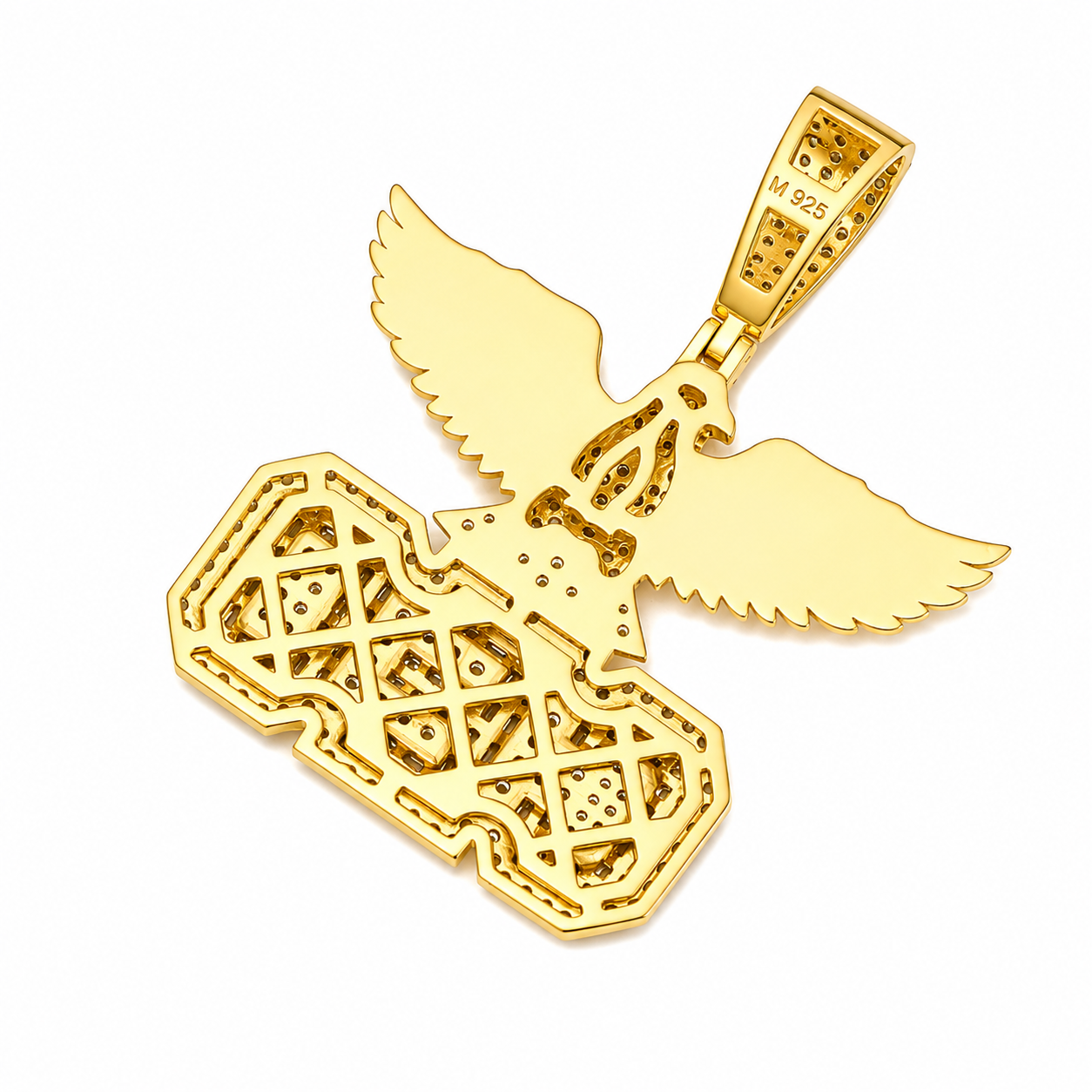 Iced Out Eagle CEO Moissanite Pendant | 14K Gold Plated Over 925 Sterling Silver
