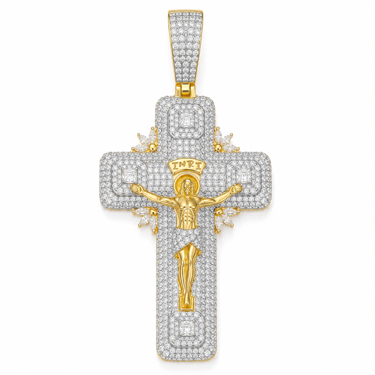 Iced Out Jesus Piece Moissanite Pendant | 14K Gold Plated Over 925 Sterling Silver