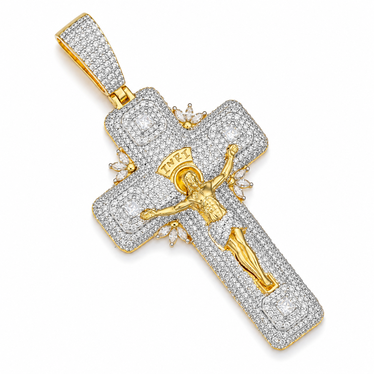 Iced Out Jesus Piece Moissanite Pendant | 14K Gold Plated Over 925 Sterling Silver