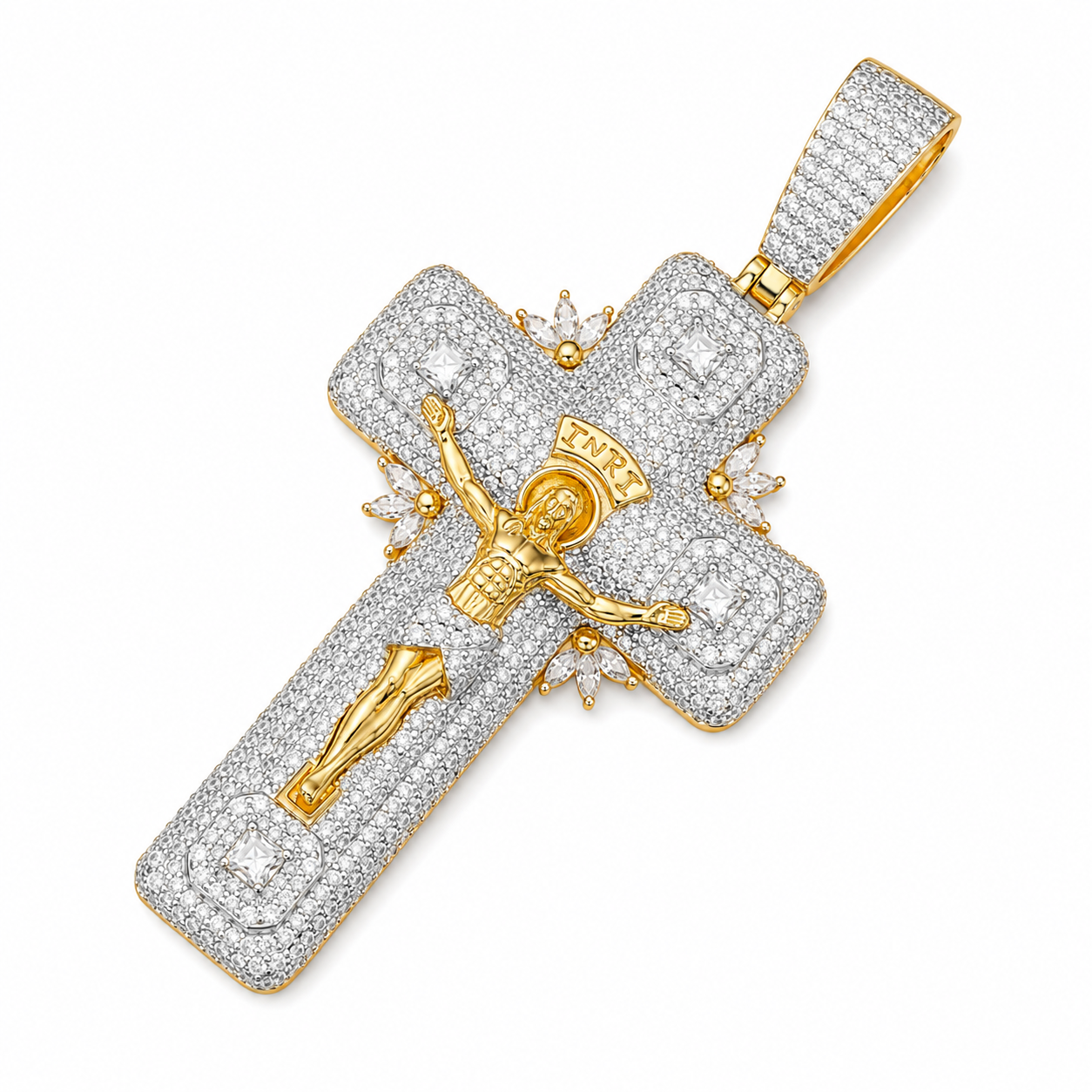 Iced Out Jesus Piece Moissanite Pendant | 14K Gold Plated Over 925 Sterling Silver