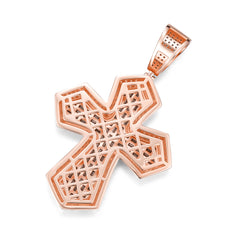 Iced Out Moissanite Cross Pendant – Two Tone Rose Gold & Silver Hip Hop Jewelry | UIU Jewelry