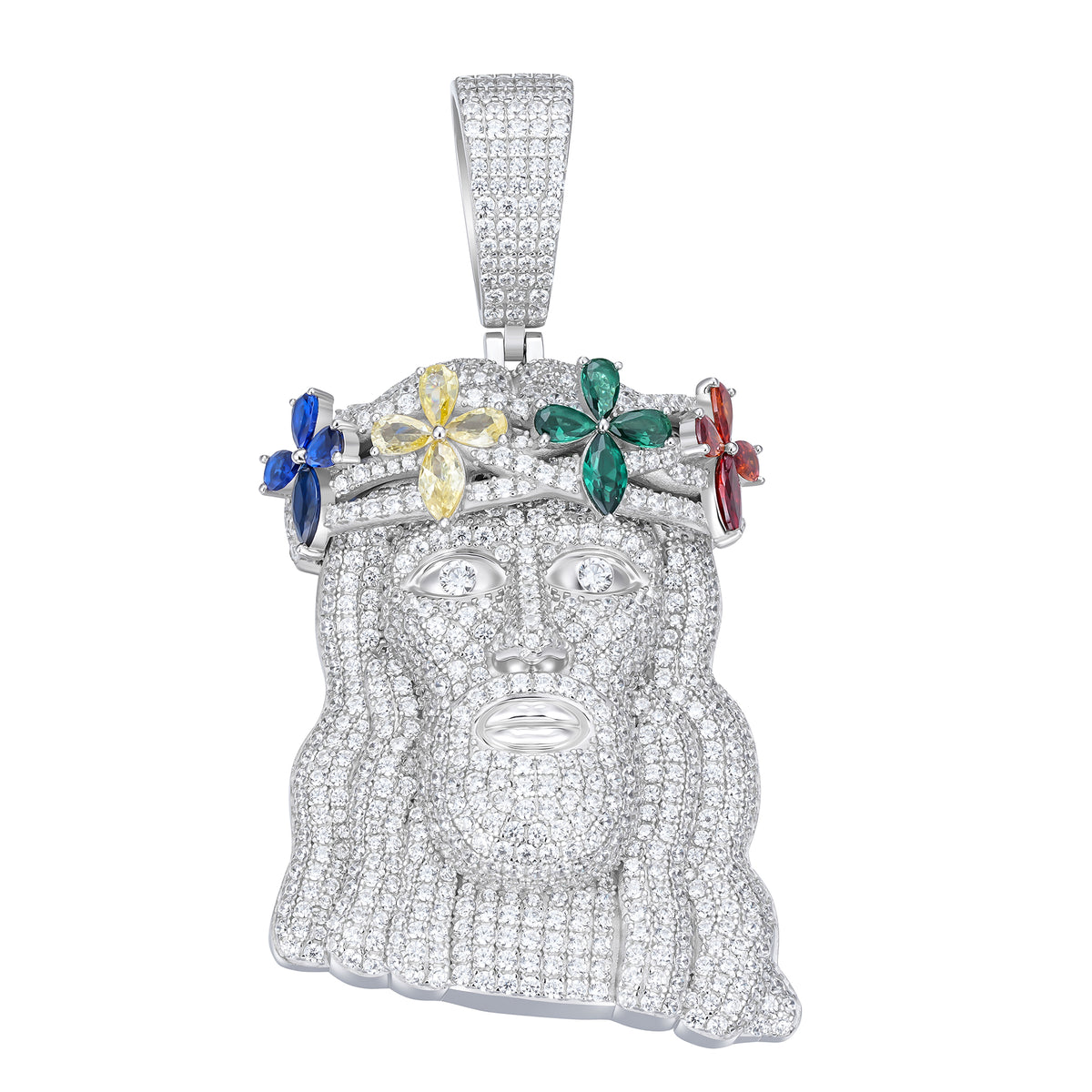 Iced Out Moissanite Jesus Piece – Luxury Multicolor Gem Pendant for Men | UIU Jewelry