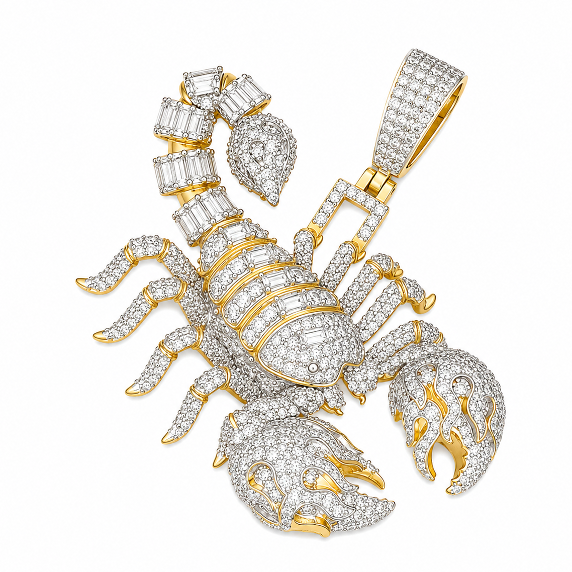 Iced Out Moissanite Scorpion Pendant | 14K Gold Plated Over 925 Sterling Silver