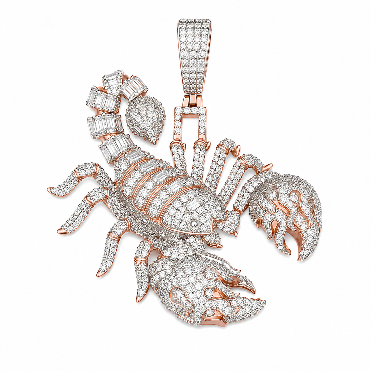 Iced Out Moissanite Scorpion Pendant | 14K Gold Plated Over 925 Sterling Silver