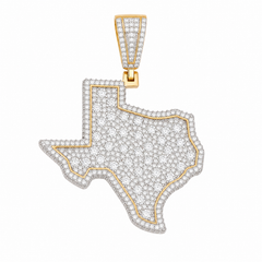 Iced Out Texas Moissanite Pendant | 14K Gold Plated Over 925 Sterling Silver