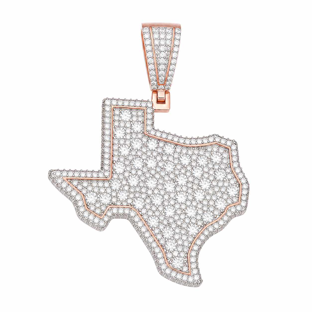 Iced Out Texas Moissanite Pendant | 14K Gold Plated Over 925 Sterling Silver