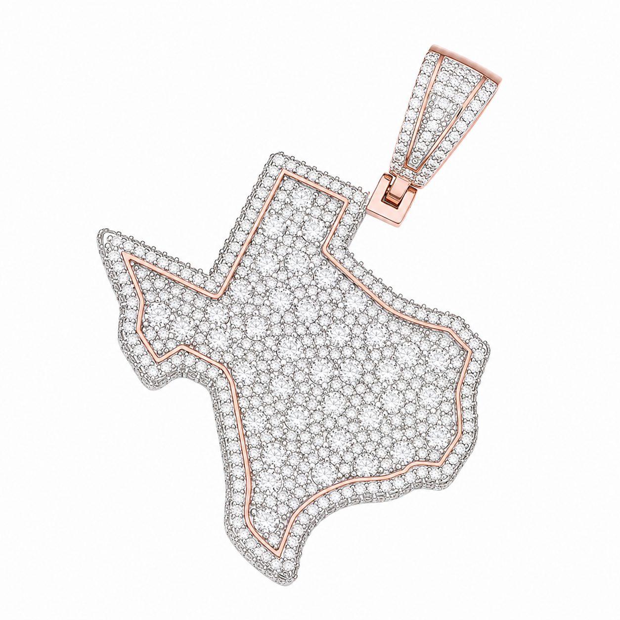 Iced Out Texas Moissanite Pendant | 14K Gold Plated Over 925 Sterling Silver