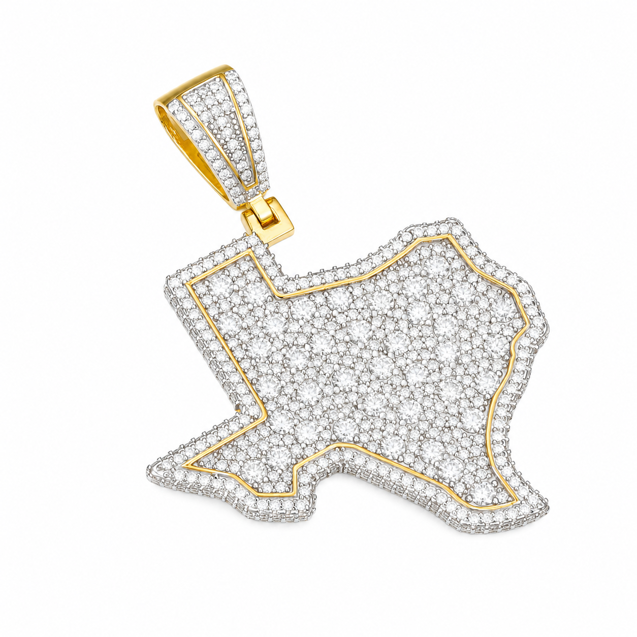 Iced Out Texas Moissanite Pendant | 14K Gold Plated Over 925 Sterling Silver