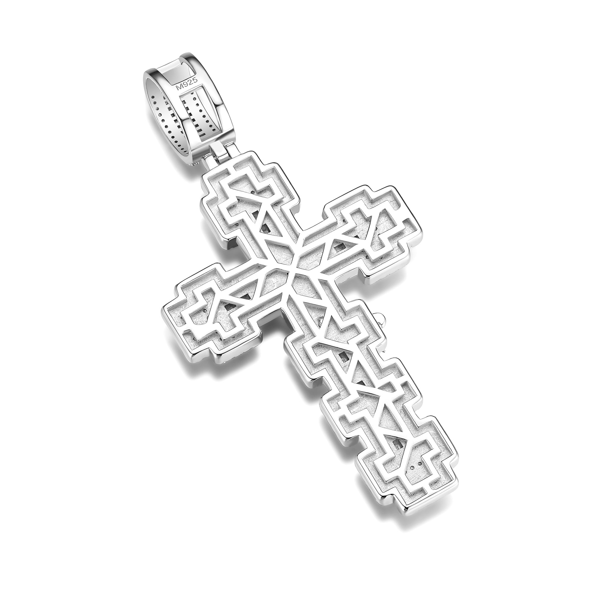 Jesus Piece Cross Pendant – Two-Tone Gold and Silver Iced Out Moissanite Charm | UIU Jewelry