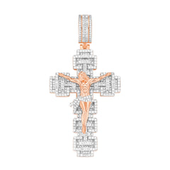 Jesus Piece Cross Pendant – Two-Tone Gold and Silver Iced Out Moissanite Charm | UIU Jewelry