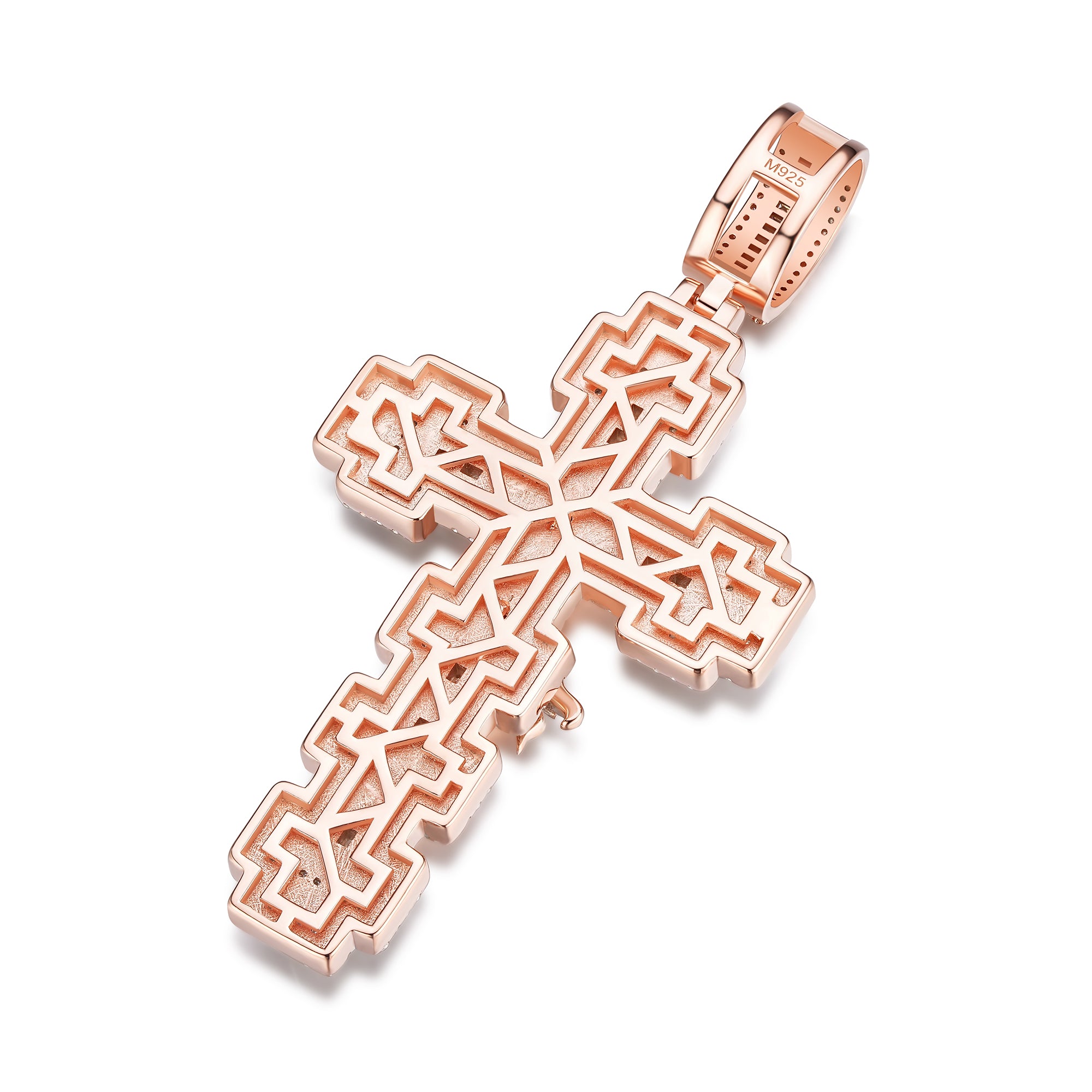 Jesus Piece Cross Pendant – Two-Tone Gold and Silver Iced Out Moissanite Charm | UIU Jewelry