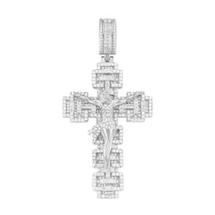 Jesus Piece Cross Pendant – Two-Tone Gold and Silver Iced Out Moissanite Charm | UIU Jewelry