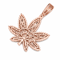 Marquise Moissanite Cannabis Leaf Pendant | 14K Gold Plated Over 925 Sterling Silver