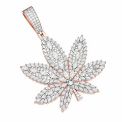 Marquise Moissanite Cannabis Leaf Pendant | 14K Gold Plated Over 925 Sterling Silver