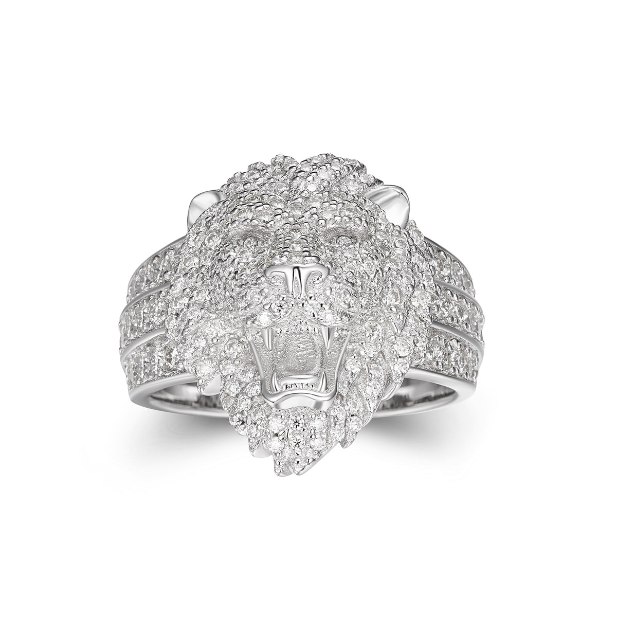 Men's MOISSANITE Lion Ring, Solid 925 Sterling Silver with14k Gold Finish