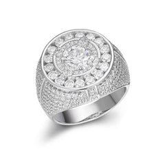Men's Round Moissanited Circle Cluster Ring
