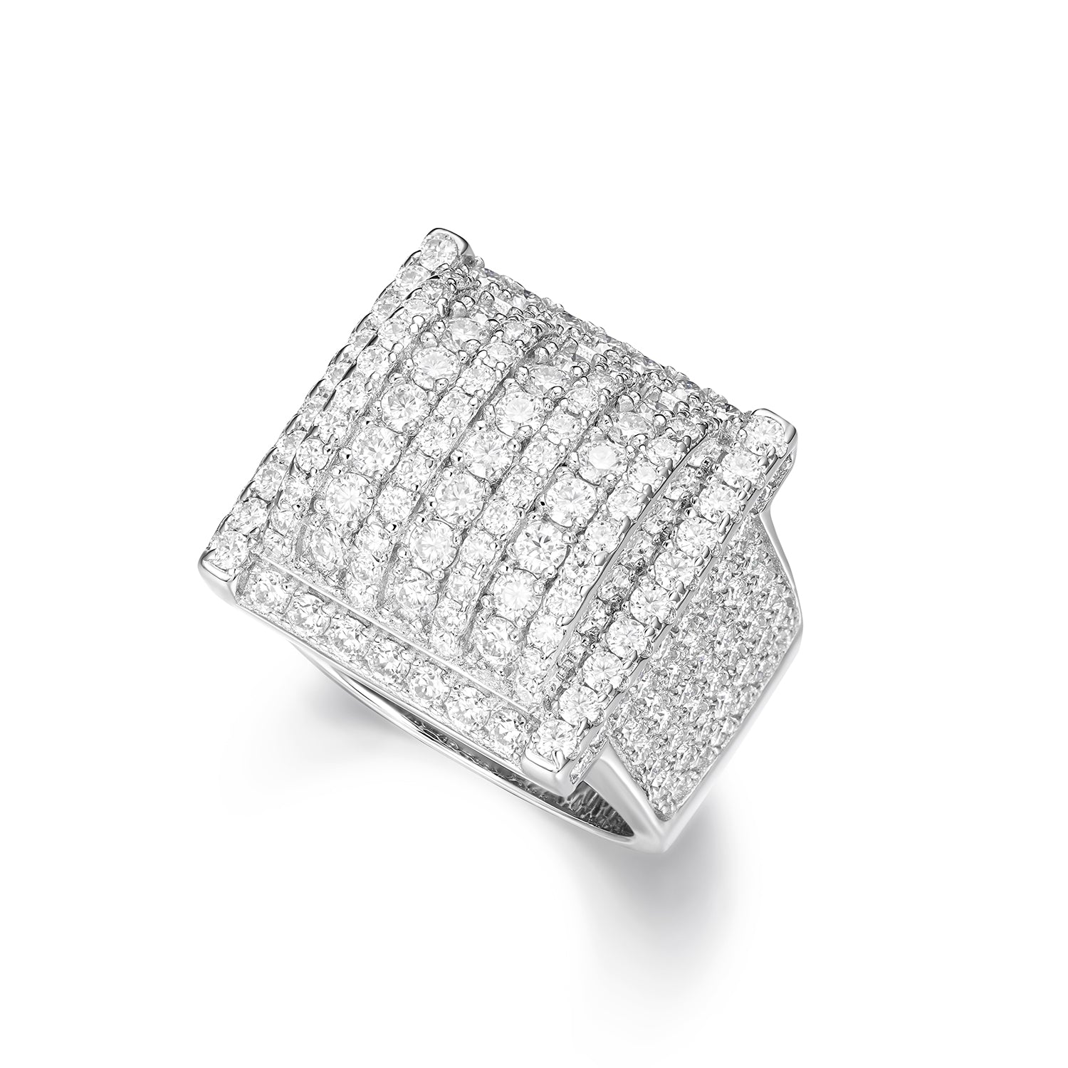 Mens Fancy Hip Hop Iced Out Pave Round Cut Moissanite Ring