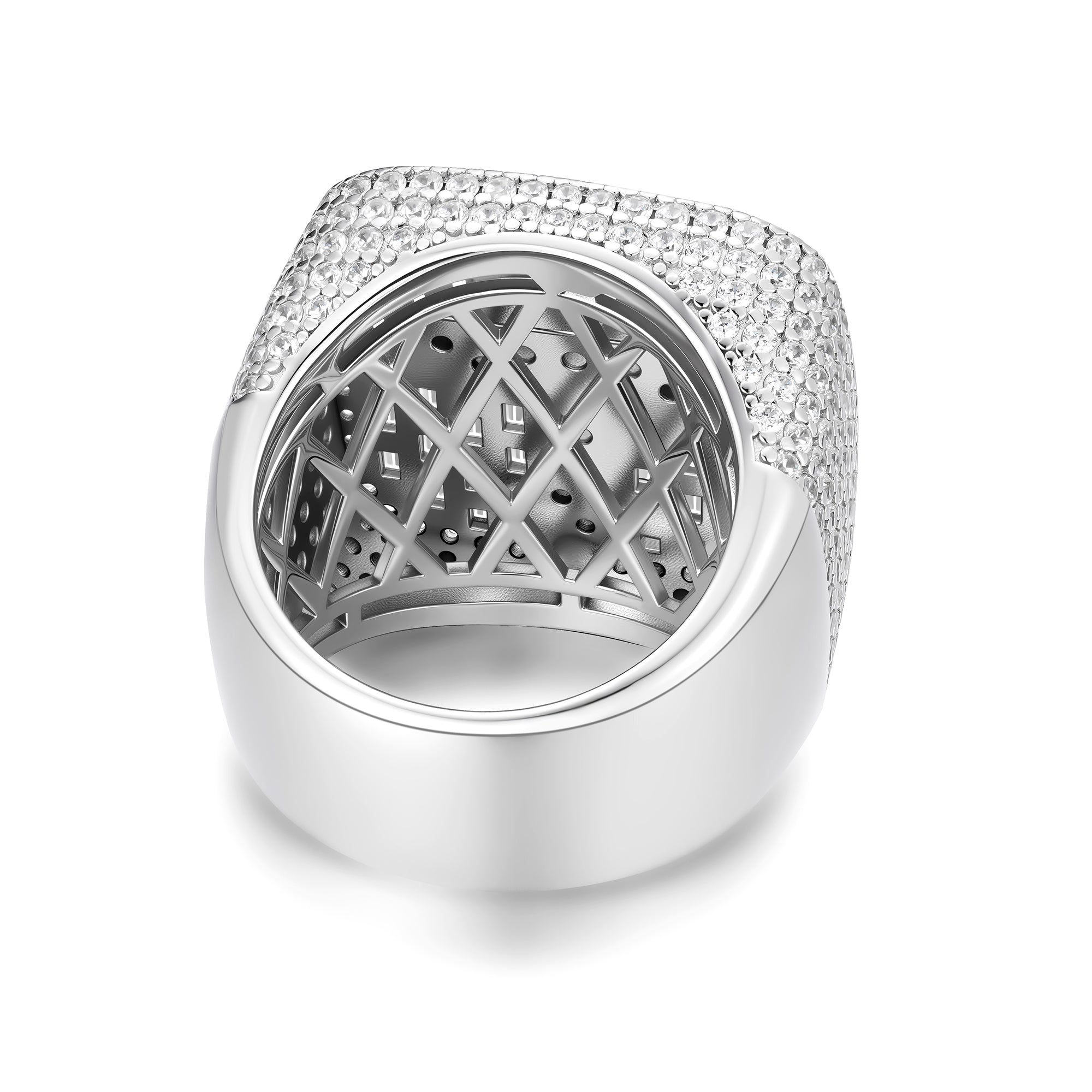 Moissanite Cross Ring – Two-Tone Iced Out Pavé Hip Hop Jewelry | UIU Jewelry