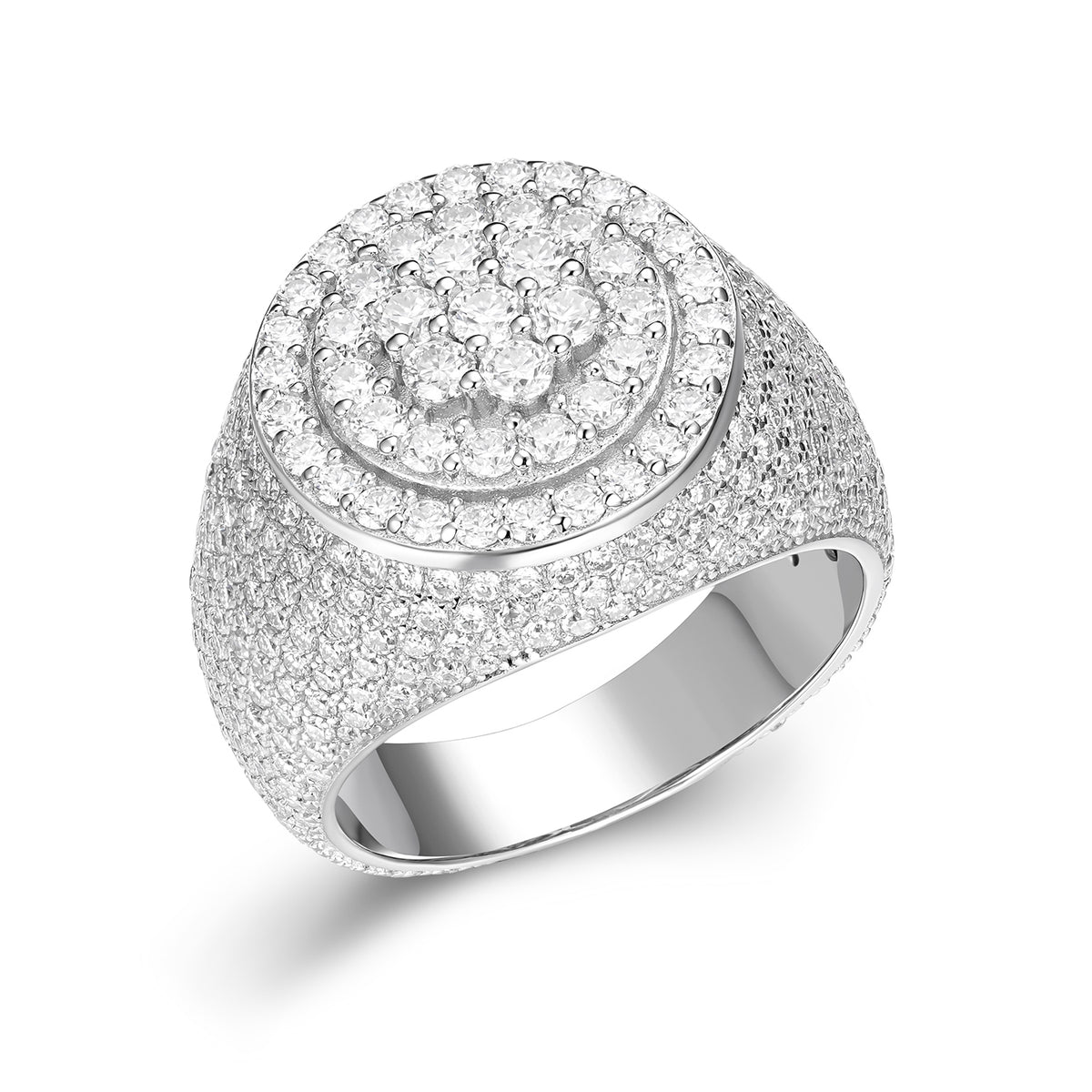 Moissanite Round Cluster Iced Out Ring 925 Silver