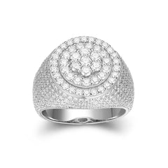 Moissanite Round Cluster Iced Out Ring 925 Silver