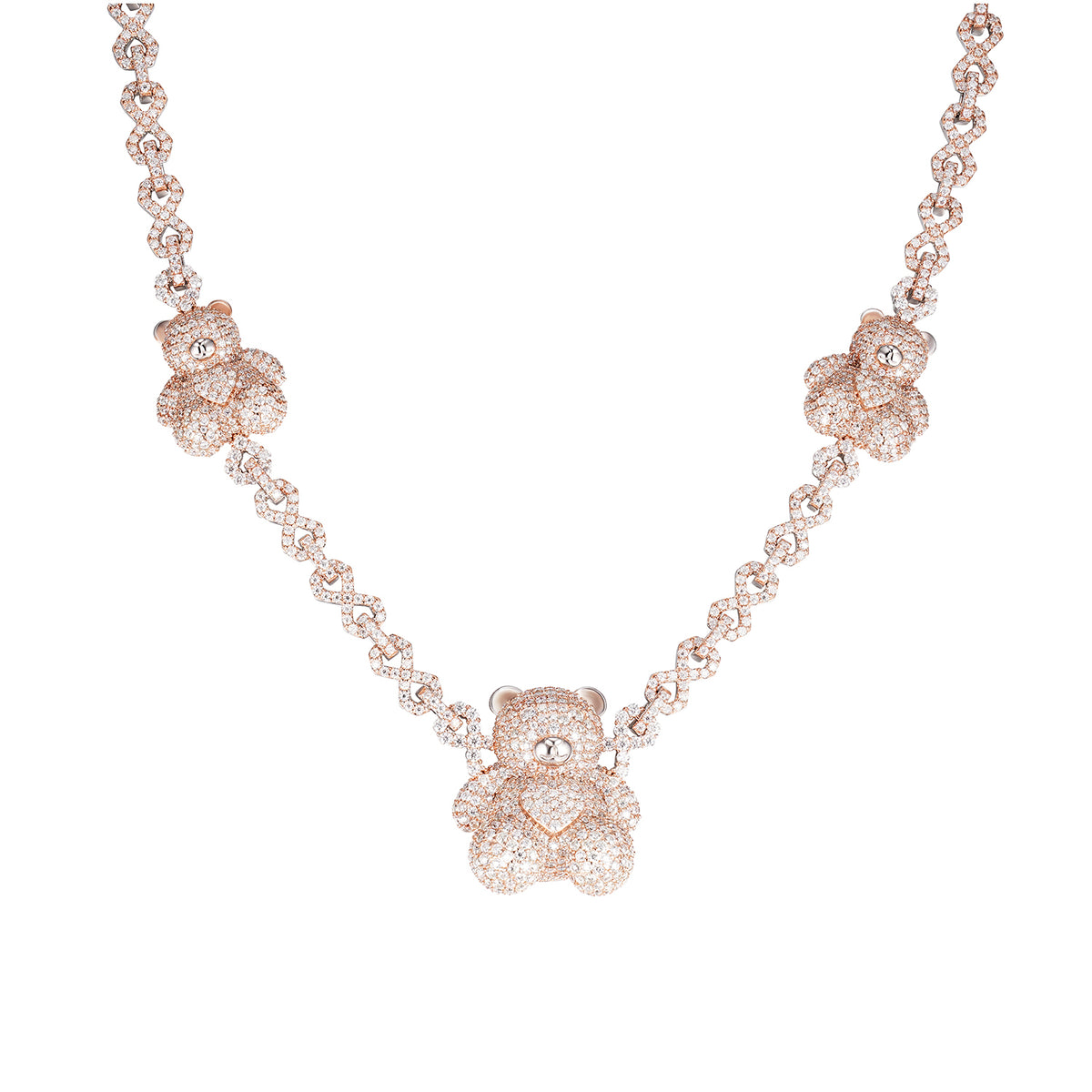 Moissanite Triple Bears Infinity  Necklace